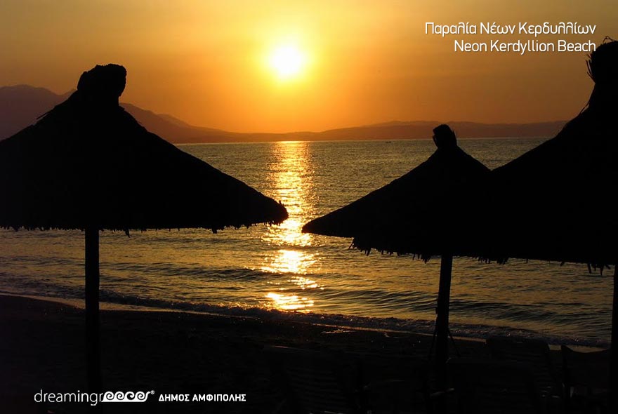 Nea Kerdyllias beach. New Kerdyllia. Travel Guide of Amphilopis Greece