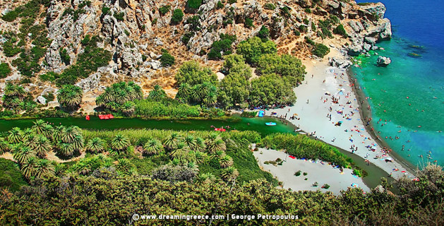 Travel Guide of Greece. Preveli beach in Rethymno Crete