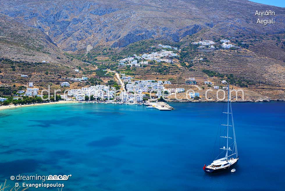 Aegiali Amorgos island. Summer Holidays in Greece.