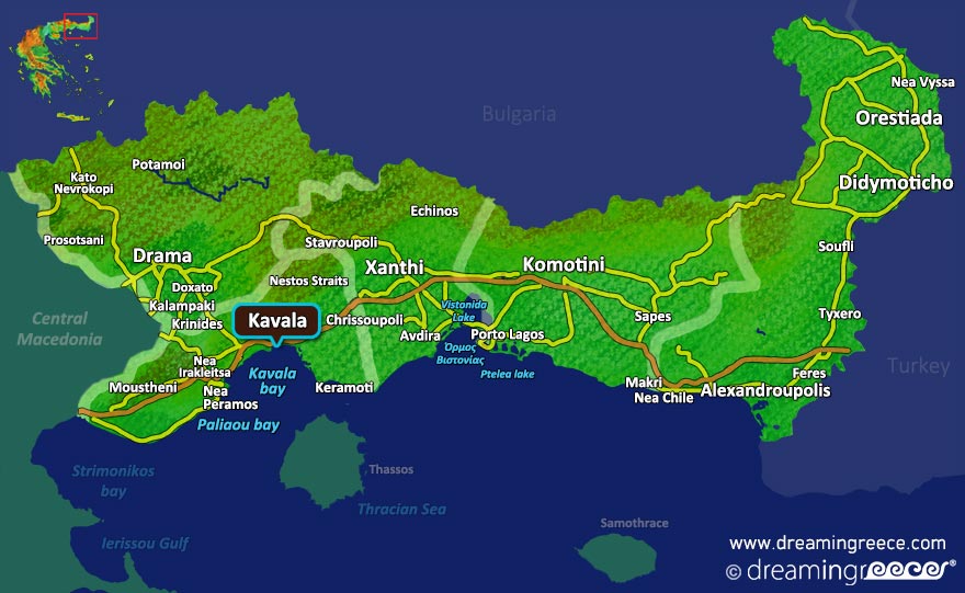 Kavala Map Greece. Holidays in Greece.