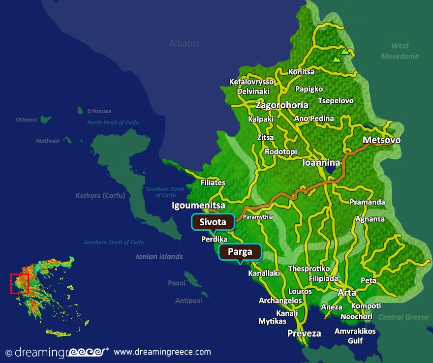 Parga Sivota Map Epirus Greece