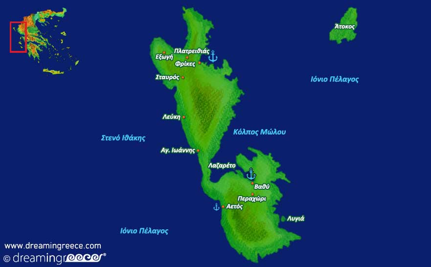 Ιθάκη Χάρτης Νησιά Ιονίου