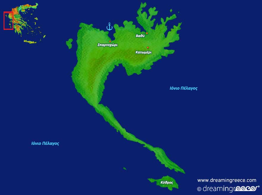 Μεγανήσι Χάρτης Νησιά Ιονίου