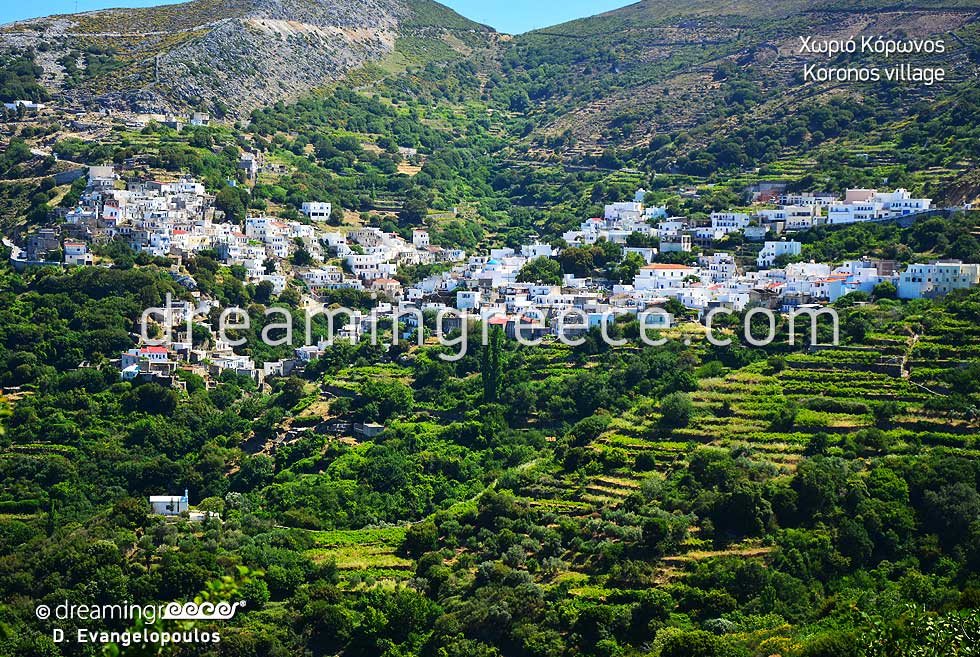 Korinos Village Naxos. Villages in Greece.
