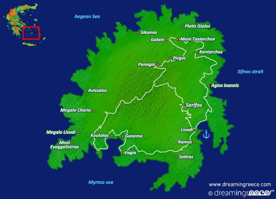 Serifos island Map Greece