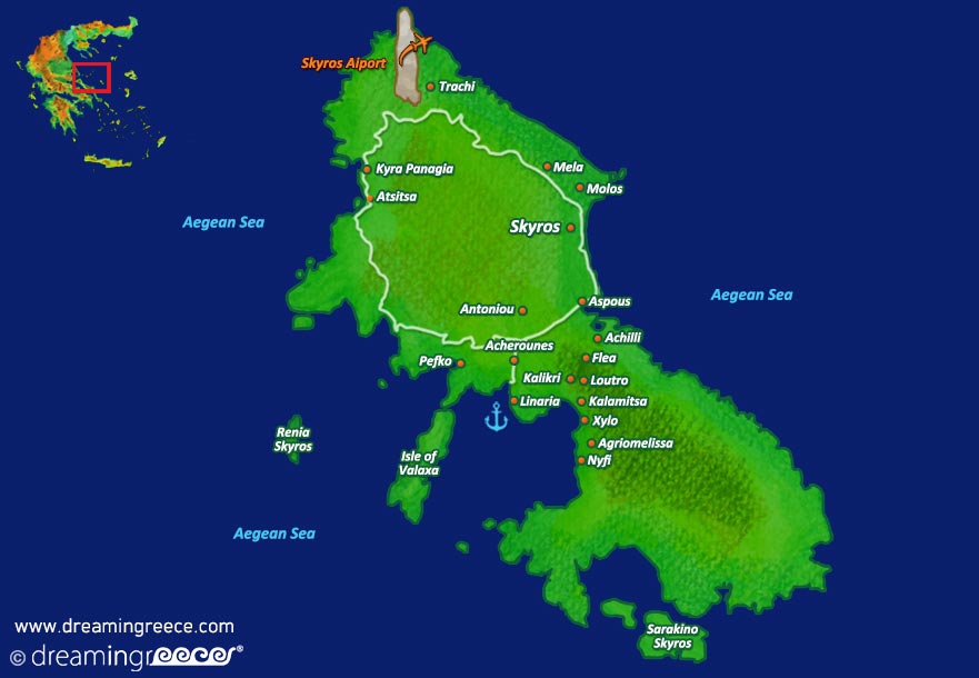 Skyros island Map Sporades islands Greece