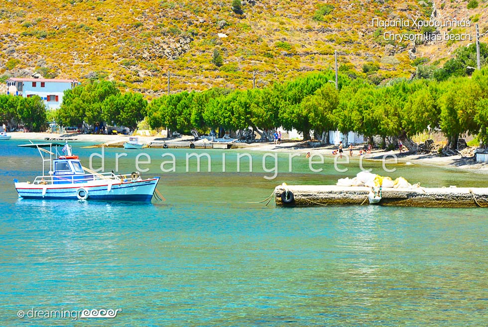 Chrysomilia beach Fourni of Ikaria island. Beaches in Greece
