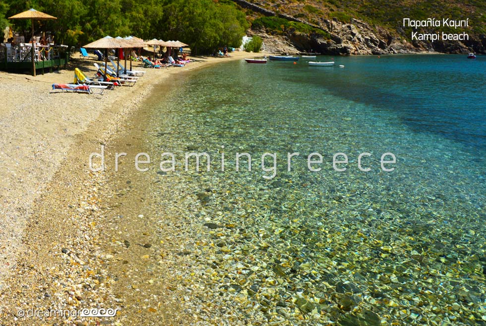 Holidays Greece. Kampi beach. Fournoi of Ikaria island. Beaches in Greece.