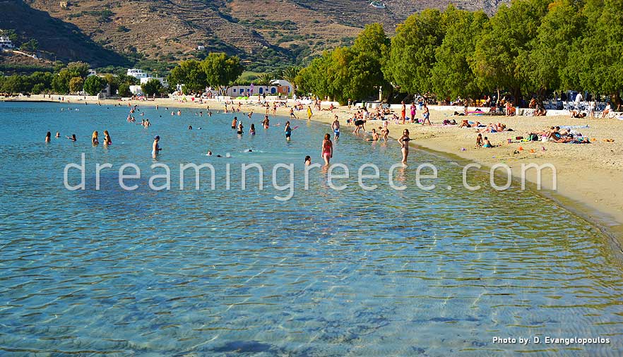 Aegiali beach in Amorgos. Vacations in Greece.
