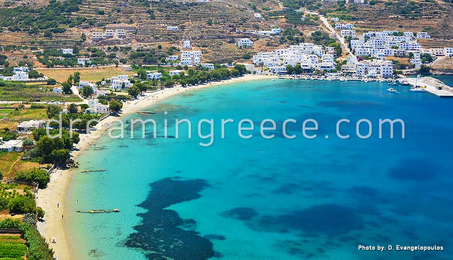 Aegiali beach in Amorgos island. Holidays in Greece.