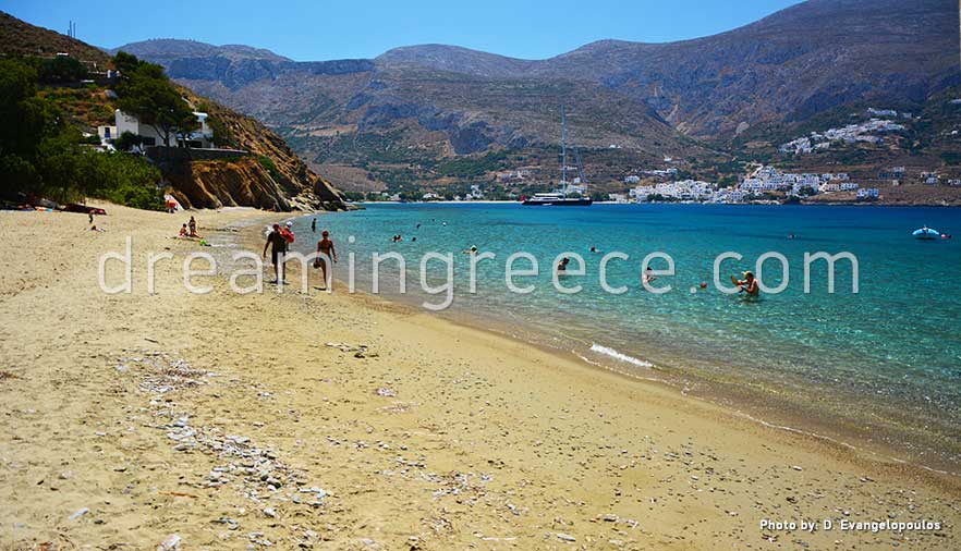 Levrossos beach Amorgos Greece. Travel Guide of Greece.
