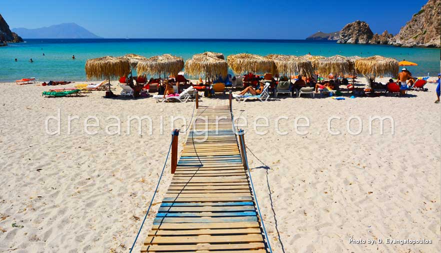 Plathiena beach Milos Greece. Beaches in Milos island.