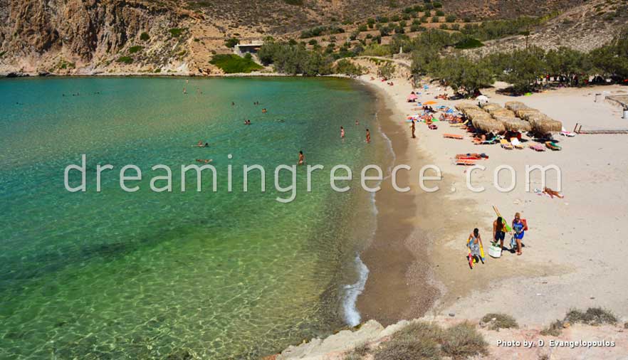Plathiena beach Milos Cyclades. Holidays in Greece.