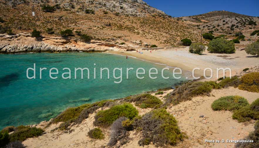 Psili Ammos beach Schinoussa beaches Greece