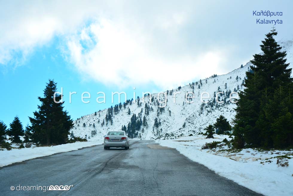 Driving Snow Kalavryta Peloponnese Greece