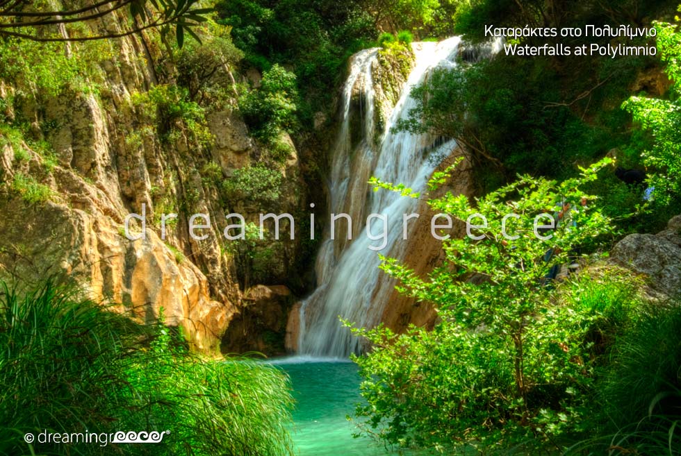 Waterfalls at Polylimnio Pylos Messinia Peloponnese Greece