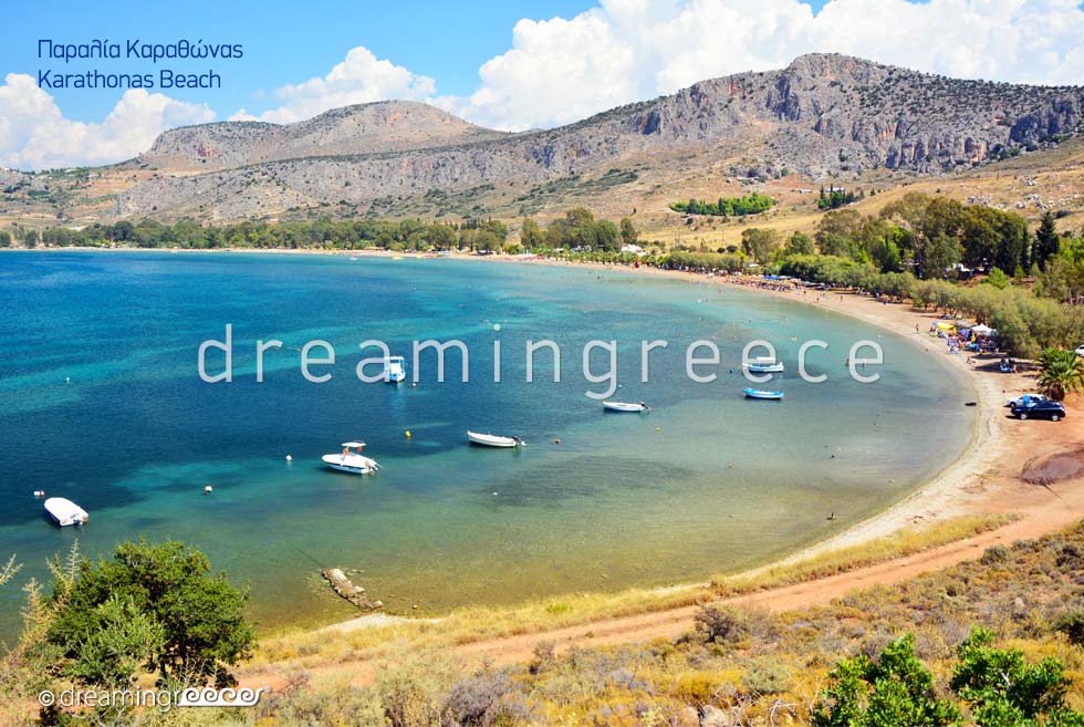 Karathonas beach. Beaches in Nafplio Greece.