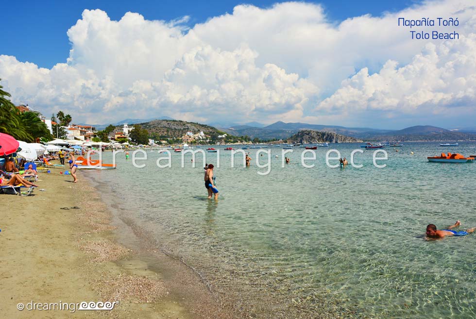 Tolo beach. Beaches in Tolo Greece.