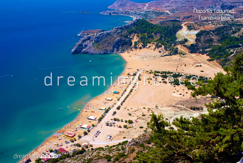 Tsambika beach. Rhodes Beaches. Vacations in Rhodes Greece. Greek islands.