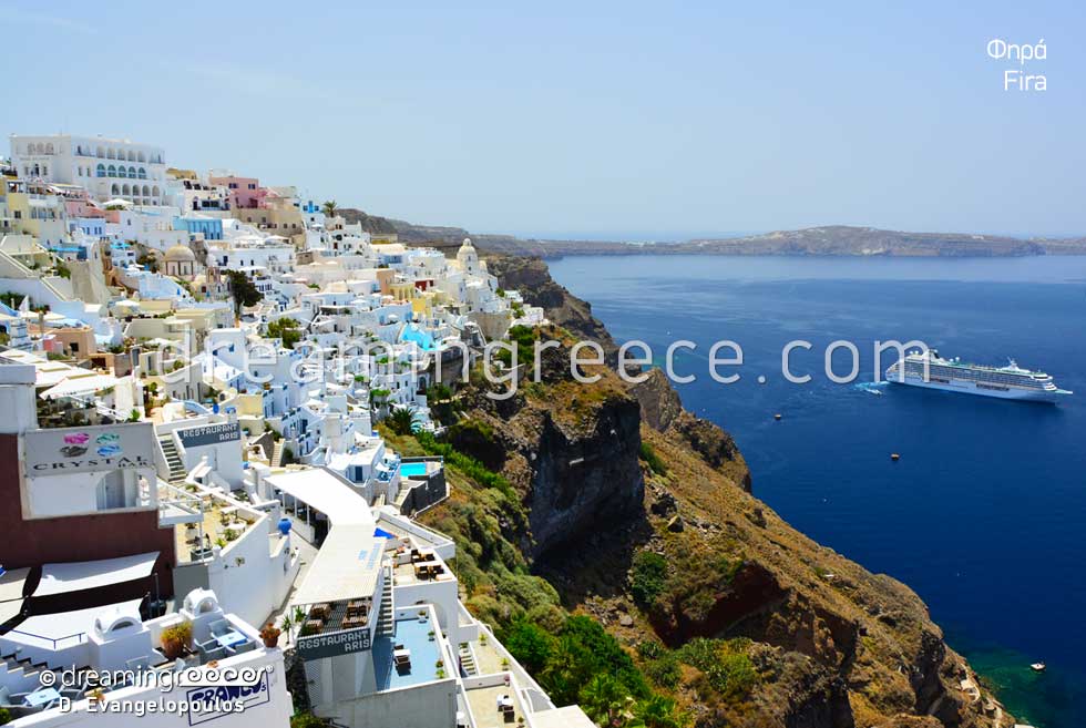 Fira Santorini. Travel Guide of Greece. Holidays Greek islands.